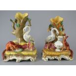 Two nineteenth century Staffordshire pearlware spill vase groups, possibly Dudson, c.1830-50. They