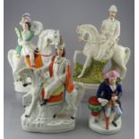 A group of nineteenth century Staffordshire figures, c.1850-1900. To include a named Lord Roberts