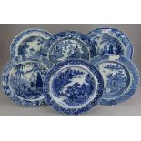 A group of early nineteenth century blue and white transfer-printed chinoiserie wares, c.1800-20. To