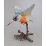 An Albany Fine China Co. ceramic bird study incorporating metal. Modelled as a Kingfisher. Factory