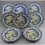 A group of early nineteenth century blue and white transfer-printed plates, c.1825. They are all
