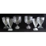 Three pairs of 19th Century drinking vessels, various sizes, all with square plinths, height of