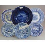 A group of early nineteenth century blue and white transfer-printed wares, c.1820-40. To include:
