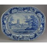 An early nineteenth century blue and white transfer-printed large Clews platter, c.1825. It is