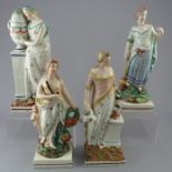 A group of early early nineteenth century Staffordshire figures on square bases, c.1820. They each