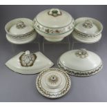 A group of late eighteenth century creamware pieces, c.1790-1800. All with hand-painted