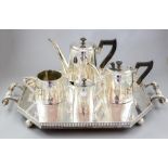 An Indian colonial silver five piece tea and coffee service, circa 1890's, circular tapered shapes