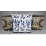 A group of three nineteenth century earthenware tiles. Comprising of a Copeland blue and white