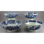 A group of late eighteenth, early nineteenth century blue and white transfer-printed bowls, c.1795-