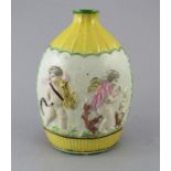 An early nineteenth century pearlware mould flask, c.1810-20. It is of moulded form being