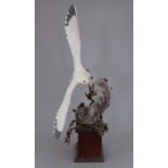 An Albany Fine China Co. ceramic bird study incorporating metal and glass. Modelled as a Kittiwake