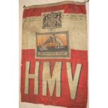 His Master's Voice, advertising banner, George VI period, worn as found.