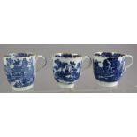 A group of late eighteenth, early nineteenth century blue and white transfer-printed Spode coffee