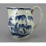 An early nineteenth century pearlware hand-painted blue decorated sparrow-beak jug, c.1800-10. It is