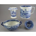 A group of early nineteenth century blue and white transfer-printed wares, c.1820-30. To include: