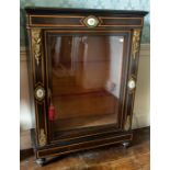 A Victorian ebonised & metal mounted pier cabinet, circa 1860 rectangular moulded edge top, satin