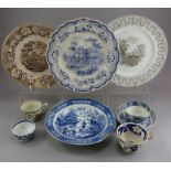 A group of early nineteenth century transfer-printed wares, c.1810-40. To include: a and blue and