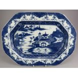 An early nineteenth century blue and white transfer-printed Turner platter, c.1800. It is