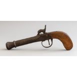 A 19th Century percussion cap pocket pistol, flared opening to the barrel, length 22cm