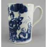 A late eighteenth century blue and white transfer-printed tankard, c.1795. It is decorated with