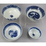 A group of late eighteenth, early nineteenth century blue and white transfer-printed chinoiserie