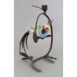 An Albany Fine China Co. ceramic bird study incorporating metal. Modelled as an exotic bird. 20 cm