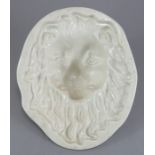 A fine late eighteenth century creamware jelly mould, c. 1790. It depicts a lion mask. 17 cm