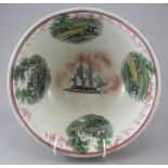 A mid-nineteenth century transfer-printed Sunderland lustre bowl, c.1840. It is decorated in