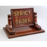 Masonic Interest, a late 19th Century mahogany revolving Liberty Hall/Strict Order sign, width