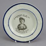 An early nineteenth century commemorative brown and white transfer-printed moulded child's plate,