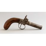 A 19th Century percussion cap pocket pistol, figured walnut stock, length 18cm