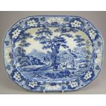 An early nineteenth century blue and white transfer-printed Davenport platter, c.1820. It is