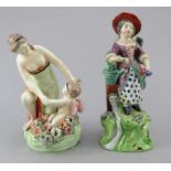Two early nineteenth century Staffordshire pearlware figures, c.1810-20. To include: a marked Walton