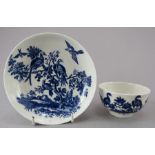 A late eighteenth century blue and white transfer-printed porcelain Worcester Bird in Branches