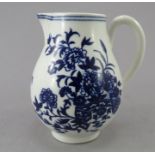A late eighteenth century blue and white transfer-printed porcelain Worcester Fence pattern jug,