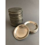 Eight modern silver circular coasters, Sheffield 1993 and ten similar plated examples (18)