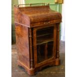 A mid Victorian inlaid burr walnut davenport writing table and music cabinet combined, circa 1860,