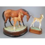 A Royal Worcester bone china model of the 'Prince's Grace and Foal', 1970, No. 631 and a similar