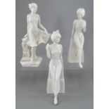 A group of three Albany Fine China Co. standing female models. All undecorated and unmarked,