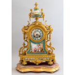 A 19th Century French ormolu bracket clock, circa 1870, of baroque design, inset Sevres style