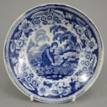 An early nineteenth century blue and white transfer-printed Herculaneum large saucer dish, c.1825.
