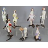 A group of seven Albany Fine China Co. ceramic fairy study incorporating metal. Each modelled as a