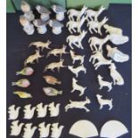 A group of Albany Fine Bone China animals and fans, probably from the production line, but never