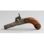 A 19th Century Braggs of London percussion cap pocket pistol, figured walnut stock, length 14cm