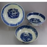 A group of early nineteenth century blue and white transfer-printed Swansea Cambrian large bowls,