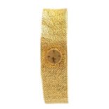 Omega, a 1960's ladies 18ct gold Omega bracelet wristwatch, 1cm circular dial with baton numerals,