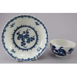 A late eighteenth century blue and white transfer-printed porcelain Worcester Bird in Branches