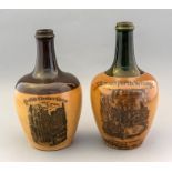A Doulton Lambeth salt glazed stoneware Dewar's Perth Whisky flask, late 19th Century, impressed