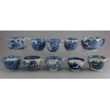 A group of early nineteenth century blue and white transfer-printed cups, c.1800-20. To include: Boy
