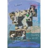 James Hussey (British, 20th Century), American Football and Baseball, signed, mixed media, 70 by